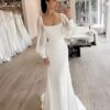 SoDigne Dubai Simple Wedding Dresses For Woman 2023 Long Sleeves Square Neck Bride Gowns Customized Bridal Gown vestido de novia 9 Sf951853d29f445038408298bb882bacdJ Cropped